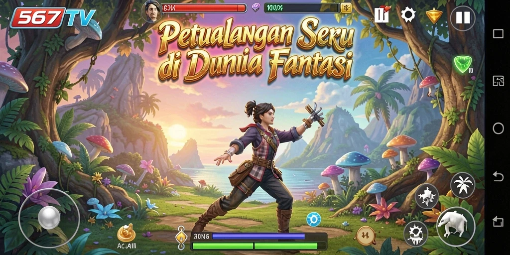 Screenshot gameplay 567TV menampilkan petualangan mendebarkan di dunia fantasi.