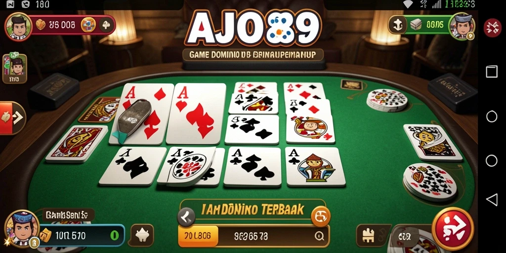 Screenshot AJO89 menampilkan gameplay seru di meja Domino.