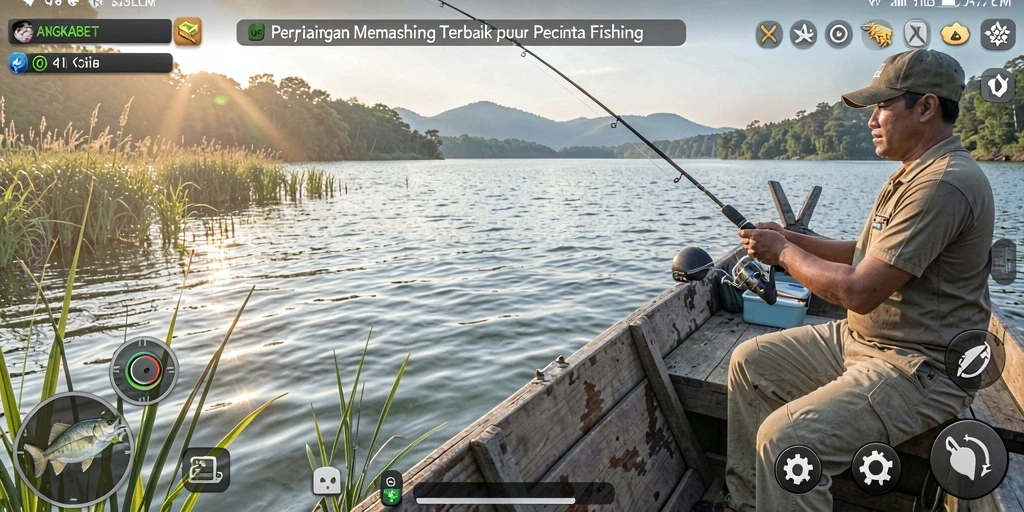 Tampilan gameplay ANGKABET yang menampilkan keseruan memancing.