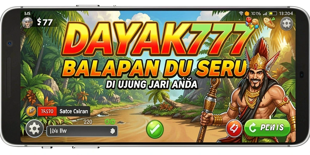 Screenshot gameplay DAYAK777 menampilkan aksi balapan mendebarkan.