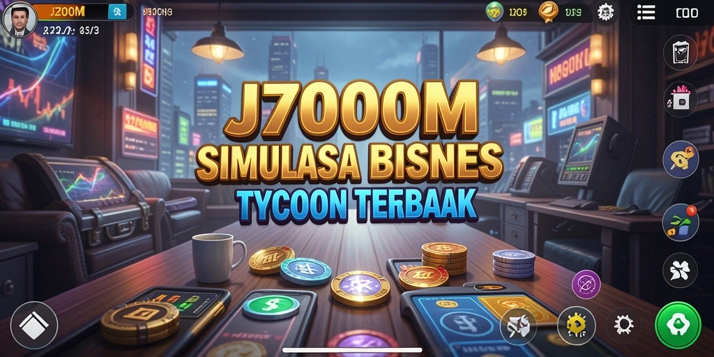 Tampilan menarik dari gameplay J200M yang seru dan menantang dalam mengelola bisnis.