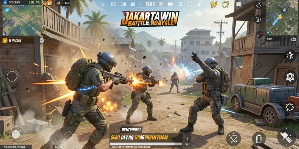 Tampilan seru dari gameplay pertempuran di JAKARTAWIN.