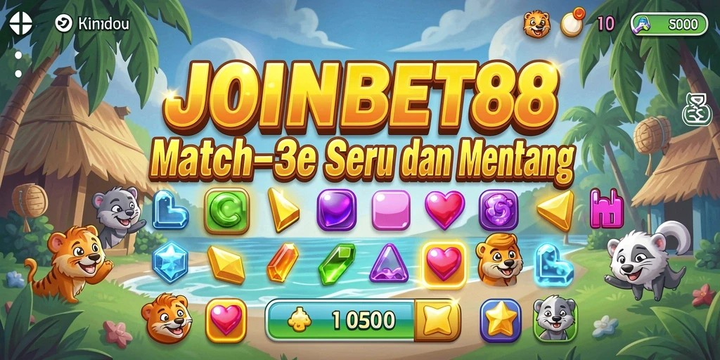 Tangkapan layar gameplay <strong>JOINBET88</strong> menunjukkan kebersamaan seru dalam menyelesaikan puzzle Match-3.