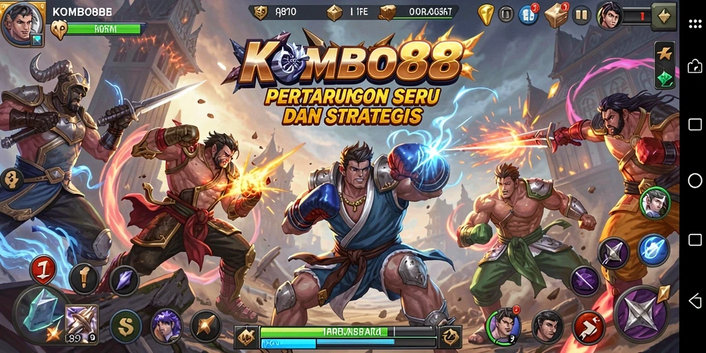 Gameplay fighting yang intens dan seru di KOMBO88.