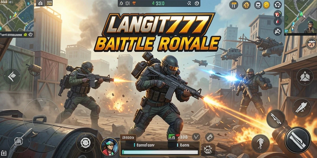 Screenshot LANGIT777 menampilkan pertarungan seru dalam suasana Battle Royale.