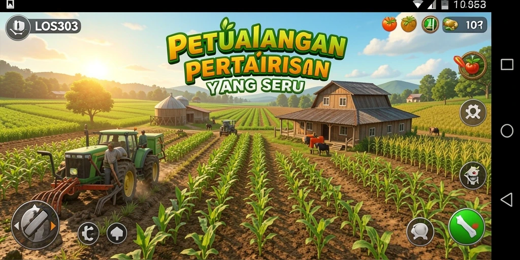 Tampilan gameplay LOS303 yang menunjukkan aktivitas berkebun yang mengasyikkan.