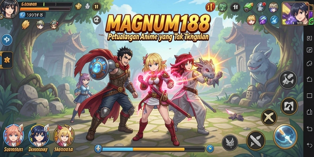 Tampilan gameplay seru dari MAGNUM188 dengan karakter anime beraksi.