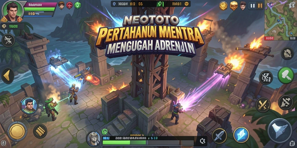 Tampilan gameplay seru Tower Defense di NEOTOTO dengan berbagai menara.
