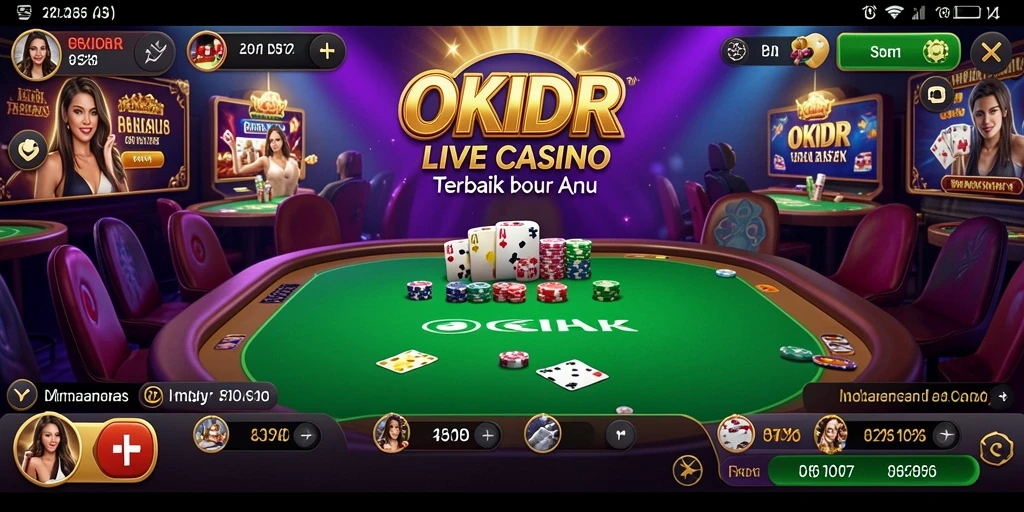 Screenshot gameplay OKIDR yang memukau dengan dealer dan pemain aktif.