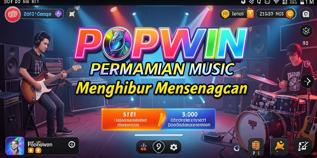 Gameplay POPWIN yang menarik dengan berbagai lagu dan tantangan.