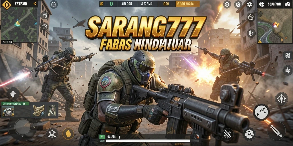 Tampilan mendebarkan dari gameplay SARANG777 di medan perang.