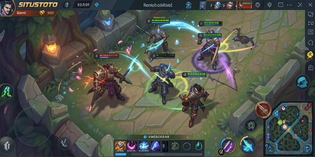 Screenshot gameplay SITUSTOTO menampilkan pertarungan karakter yang seru.