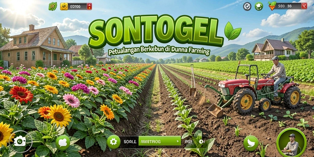Tampilan gameplay seru di <strong>SONTOGEL</strong> menunjukkan aktivitas berkebun yang interaktif.