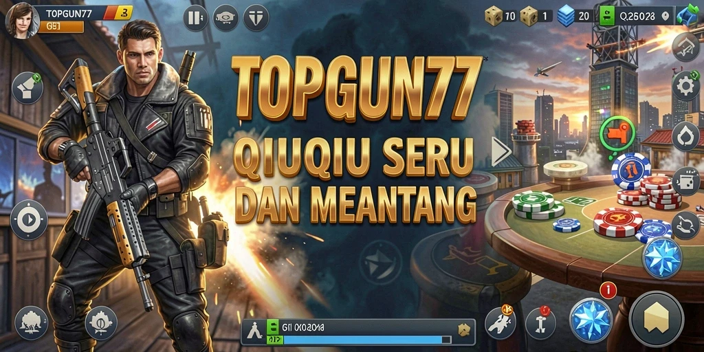 Screenshot gameplay utama TOPGUN77 yang menunjukkan keseruan bermain QiuQiu.