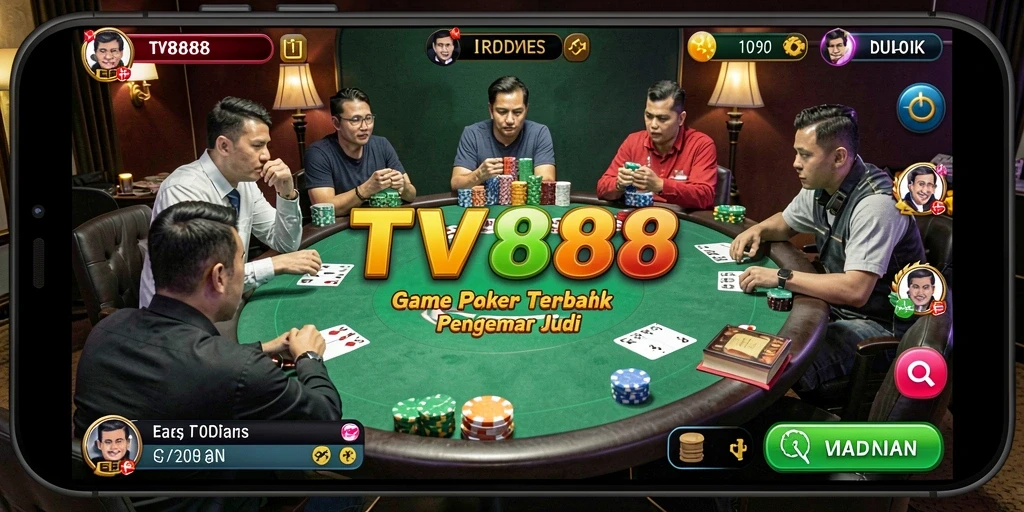 Tampilan gameplay poker yang seru di TV888, siap untuk pertempuran kartu.